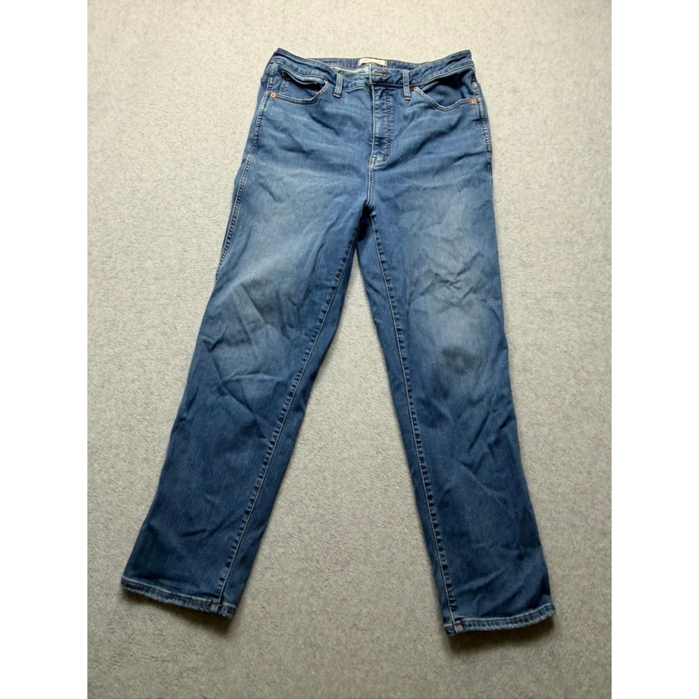 Madewell High Rise Slim Straight Jeans Medium Wash Blue Denim Women Size 32